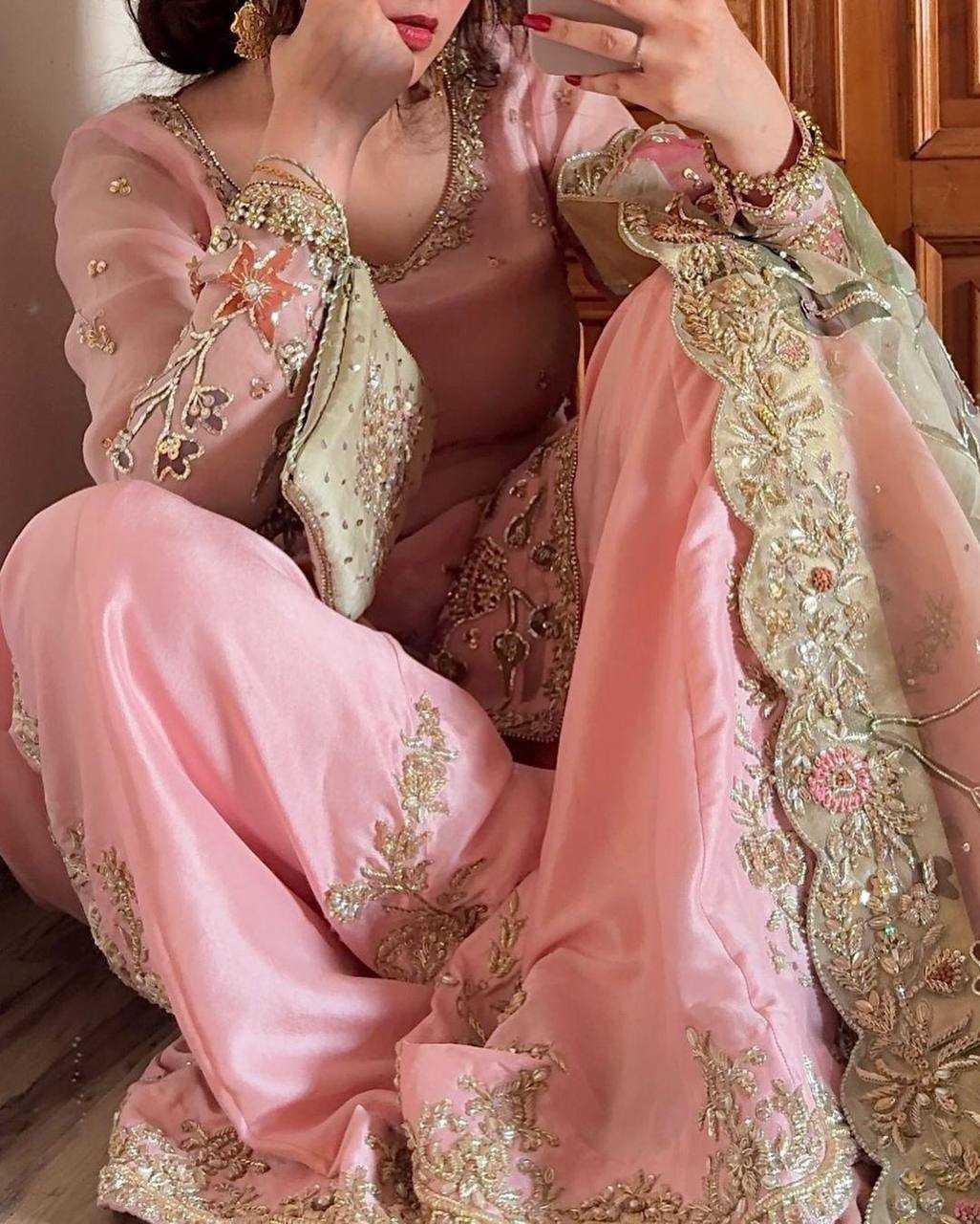 SHARARA SALWAR EMBROIDERY LADIES SILK LADIES PARTY WEAR WEDDING SUITS