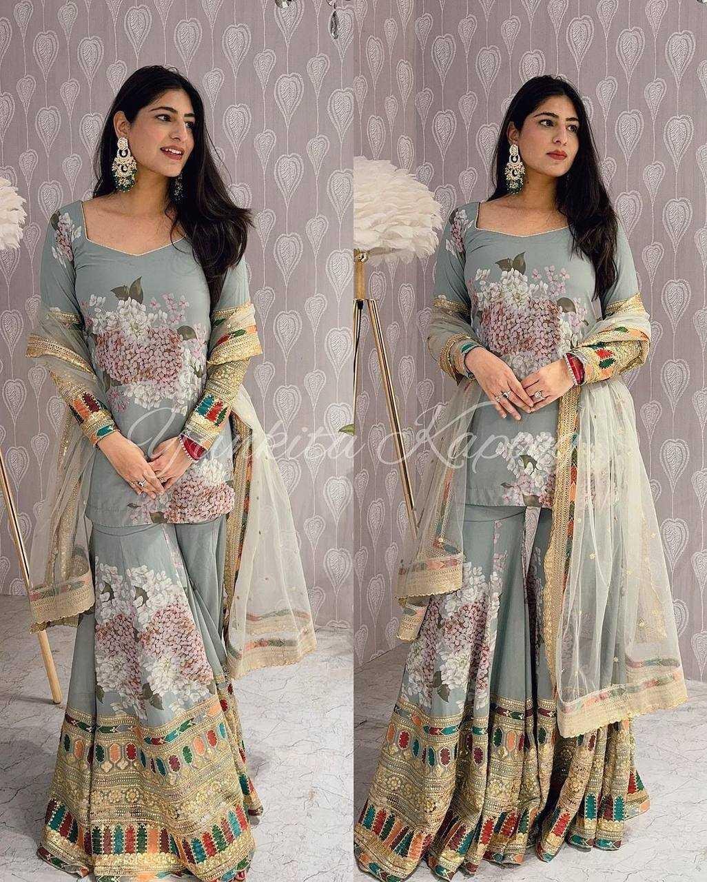 SHARARA SALWAR EMBROIDERY LADIES SILK LADIES PARTY WEAR SUITS