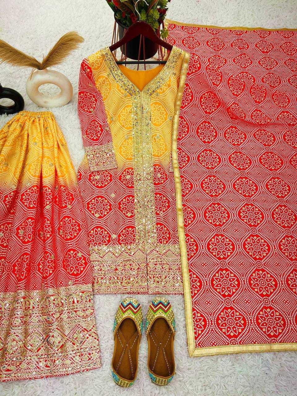 SHARARA SALWAR PRINTED EMBROIDERY LADIES SILK SUITS