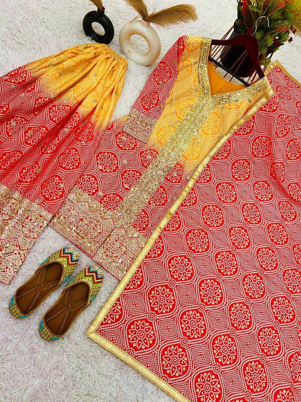 SHARARA SALWAR PRINTED EMBROIDERY LADIES SILK SUITS