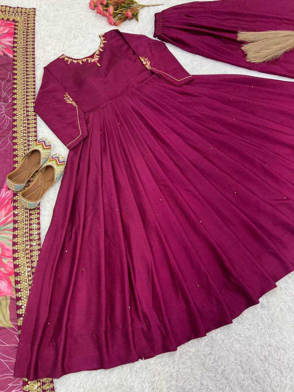 EMBROIDERY ANARKALI LONG DIWALI COLLECTIONS GOWNS