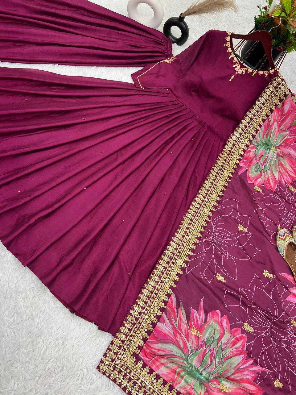 EMBROIDERY ANARKALI LONG DIWALI COLLECTIONS GOWNS