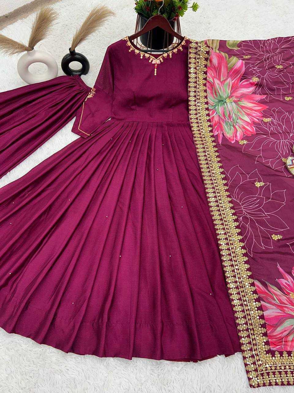 EMBROIDERY ANARKALI LONG DIWALI COLLECTIONS GOWNS