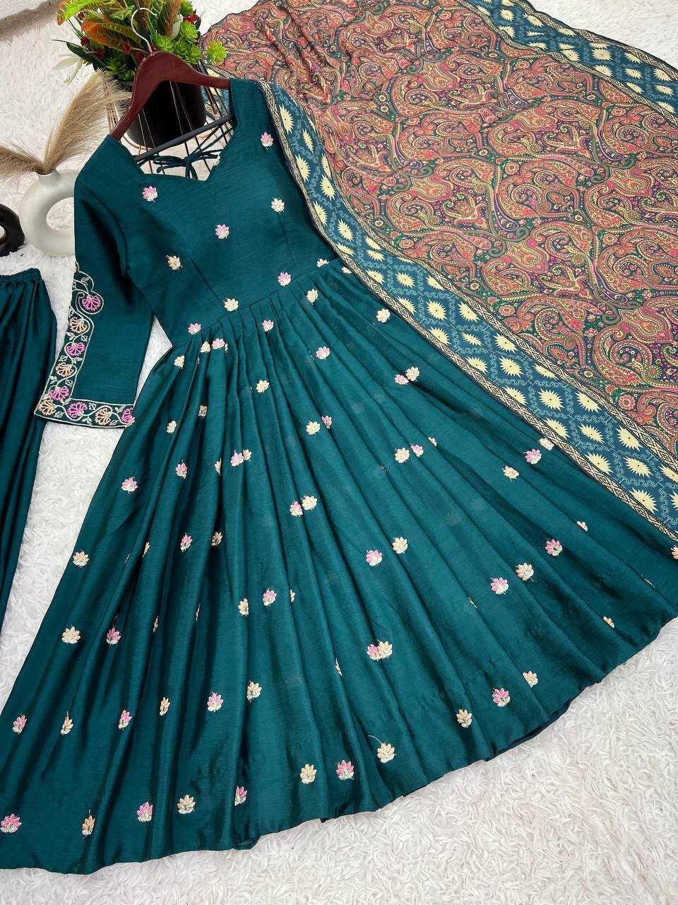 EMBROIDERY ANARKALI LONG WORK DIWALI COLLECTIONS GOWNS