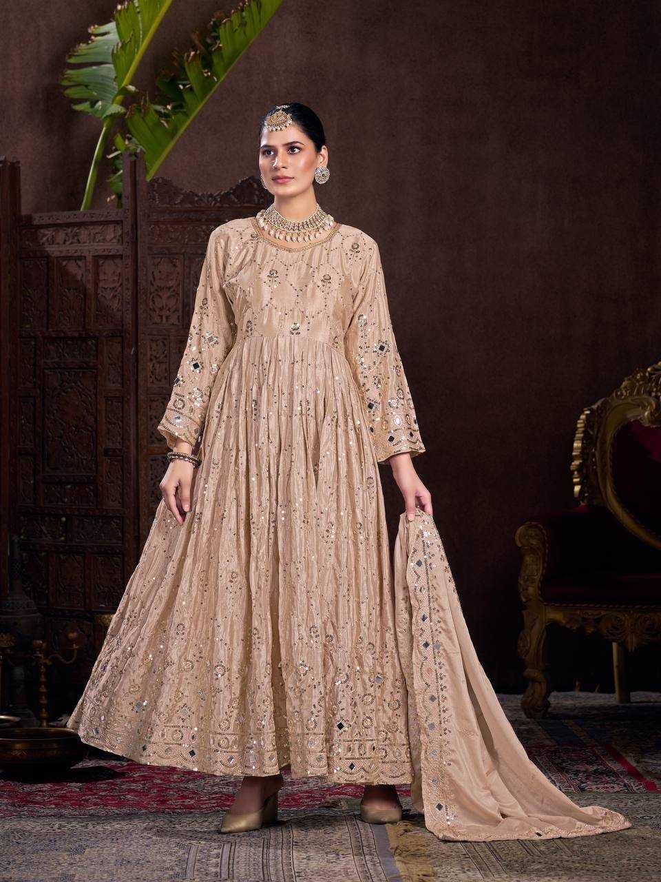 EMBROIDERED ANARKALI LONG WORK GOWNS