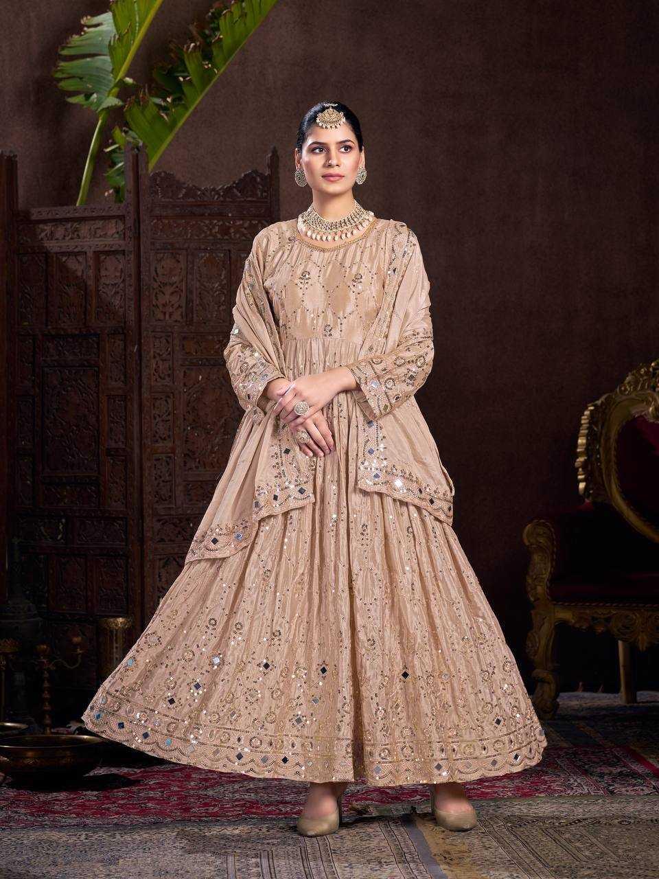 EMBROIDERED ANARKALI LONG WORK GOWNS