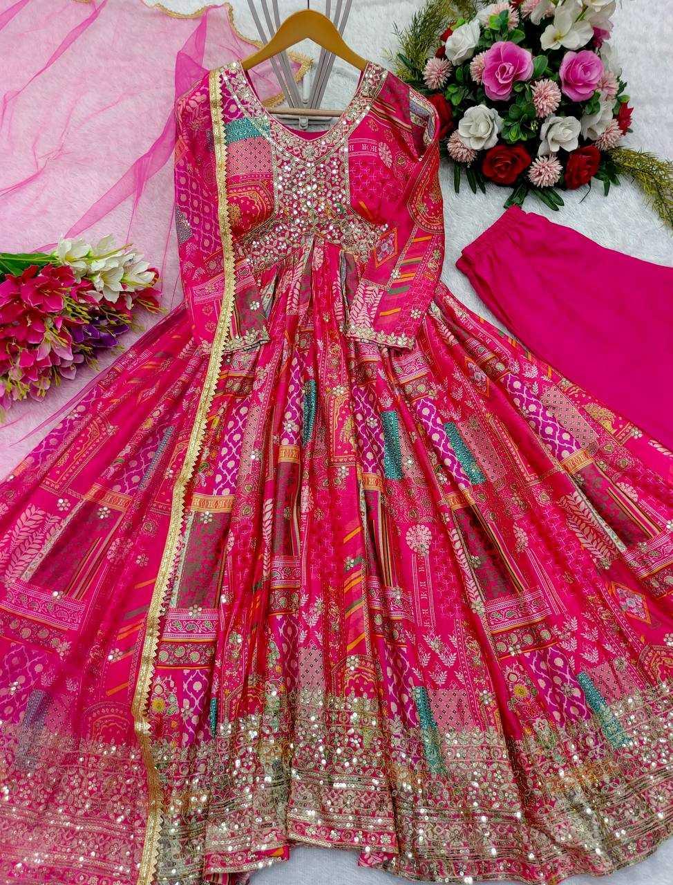 PRINTED FANCY EMBROIDERY ANARKALI LONG DIWALI COLLECTIONS GOWNS