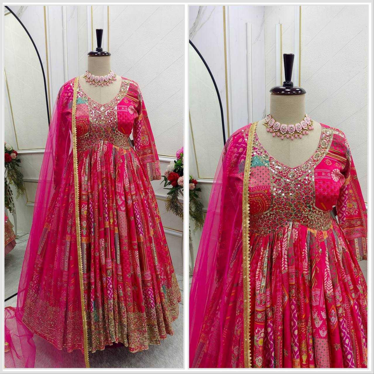 PRINTED FANCY EMBROIDERY ANARKALI LONG DIWALI COLLECTIONS GOWNS