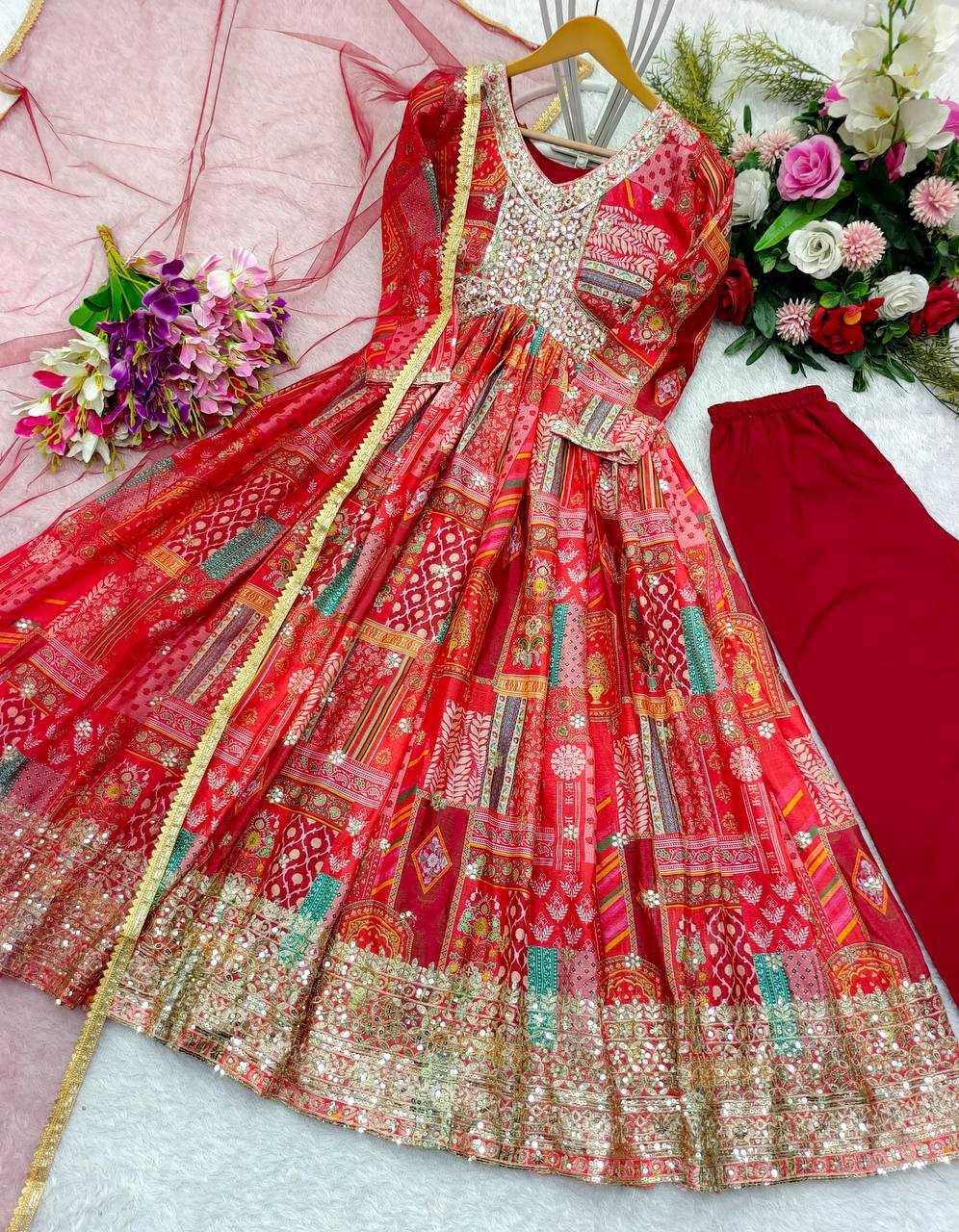 PRINTED FANCY EMBROIDERY ANARKALI LONG DIWALI COLLECTIONS GOWNS