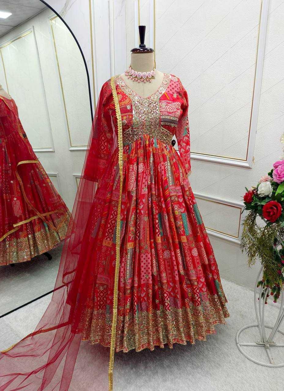 PRINTED FANCY EMBROIDERY ANARKALI LONG DIWALI COLLECTIONS GOWNS