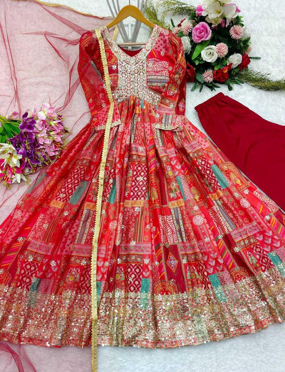 PRINTED FANCY EMBROIDERY ANARKALI LONG DIWALI COLLECTIONS GOWNS