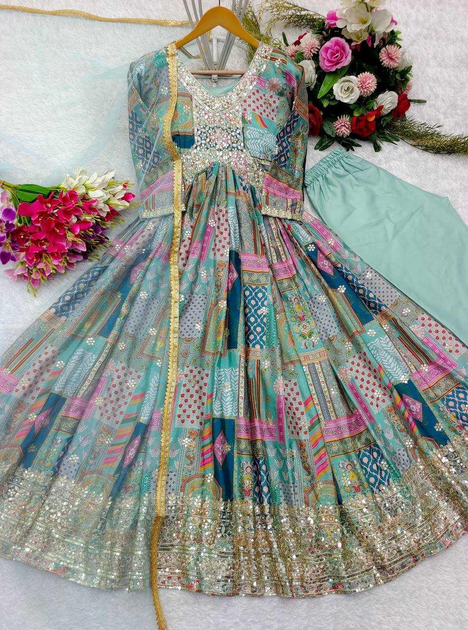 PRINTED FANCY EMBROIDERY ANARKALI LONG DIWALI COLLECTIONS GOWNS