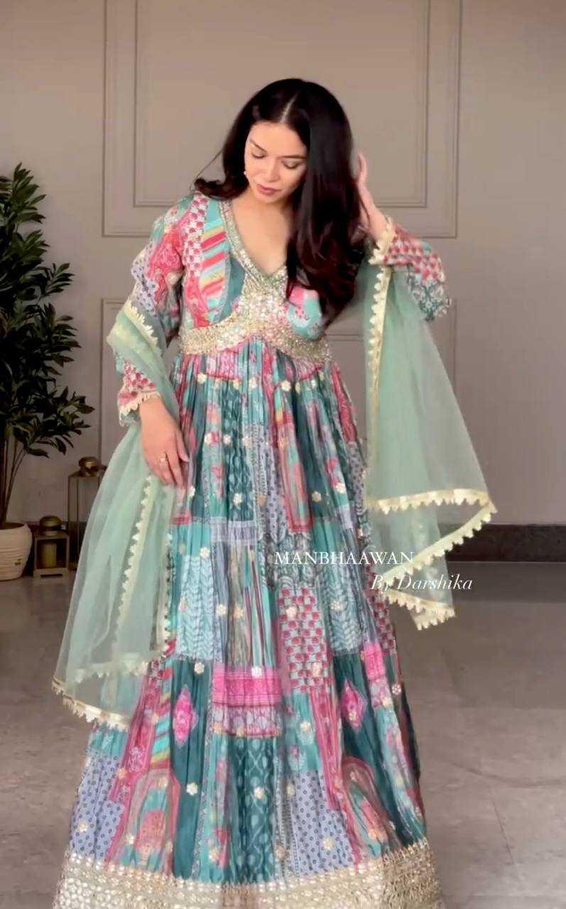 PRINTED FANCY EMBROIDERY ANARKALI LONG DIWALI COLLECTIONS GOWNS