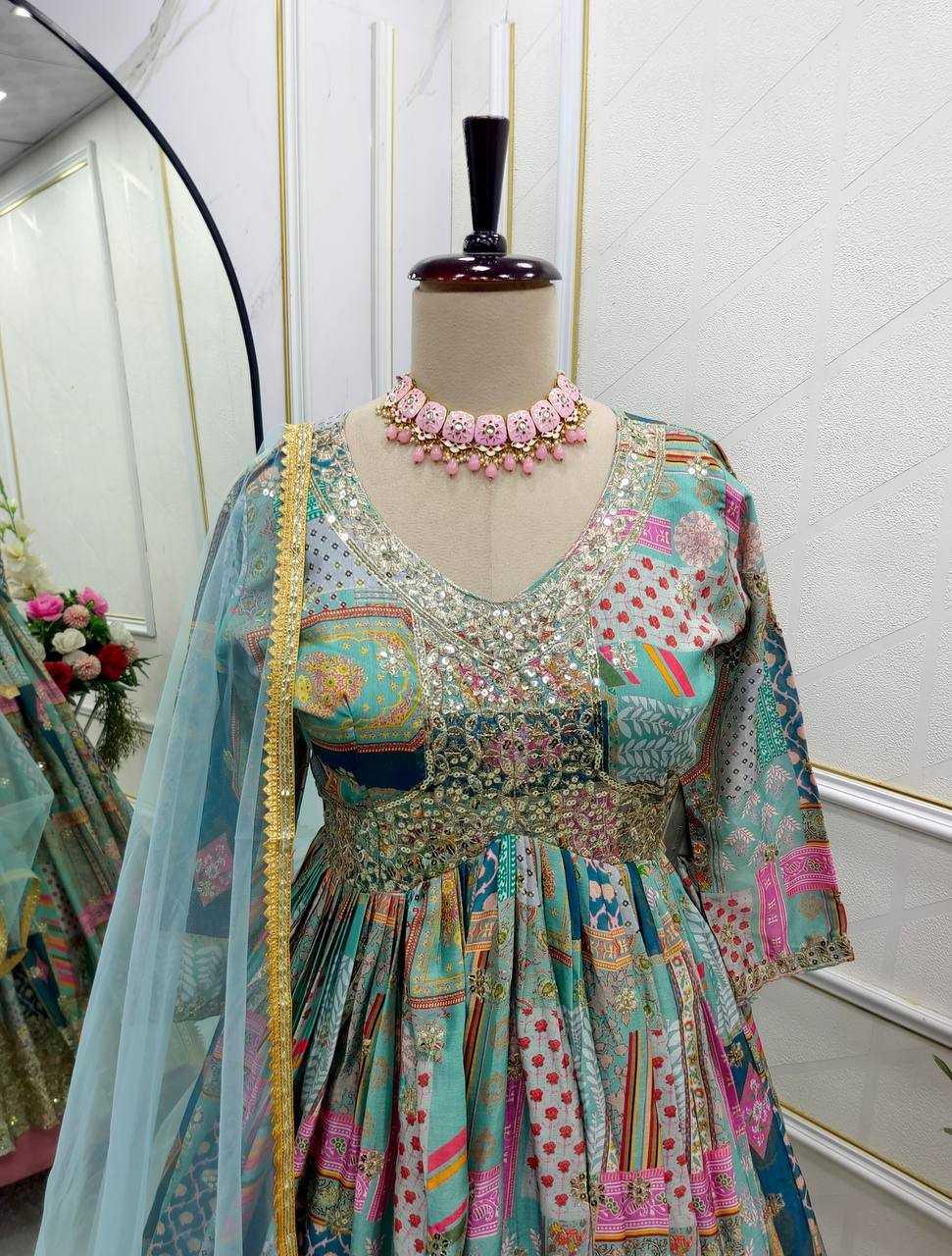 PRINTED FANCY EMBROIDERY ANARKALI LONG DIWALI COLLECTIONS GOWNS