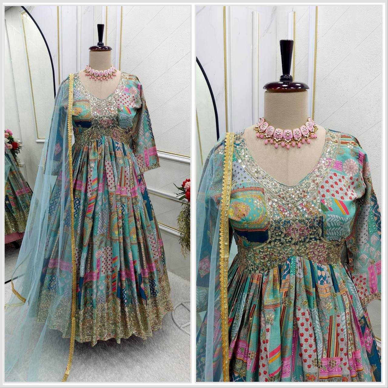 PRINTED FANCY EMBROIDERY ANARKALI LONG DIWALI COLLECTIONS GOWNS