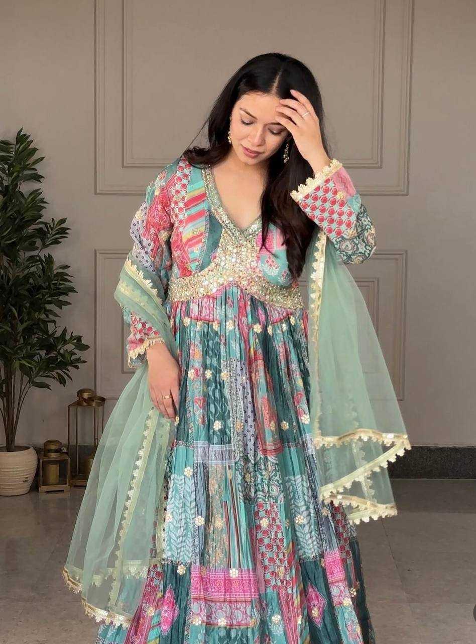 PRINTED FANCY EMBROIDERY ANARKALI LONG DIWALI COLLECTIONS GOWNS