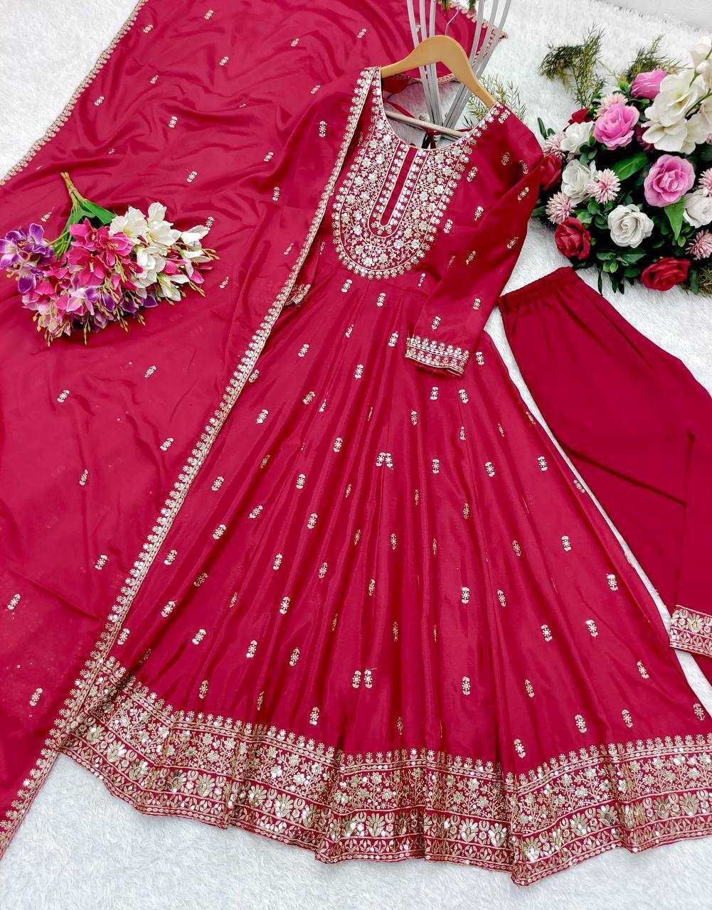 EMBROIDERY ANARKALI LONG WORK DIWALI COLLECTIONS GOWNS