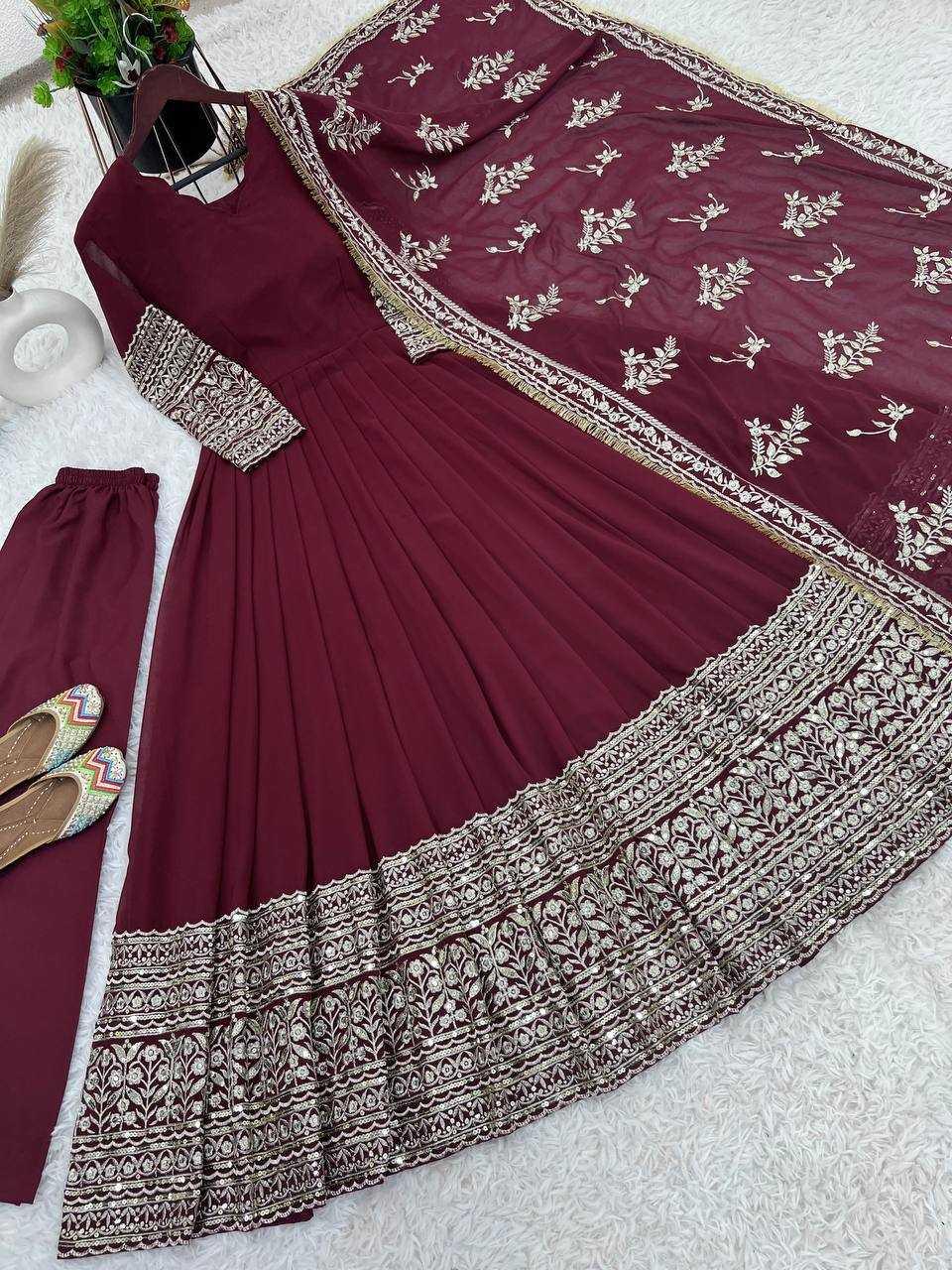 EMBROIDERY ANARKALI PARTY LONG GEORGETTE DIWALI COLLECTIONS GOWNS