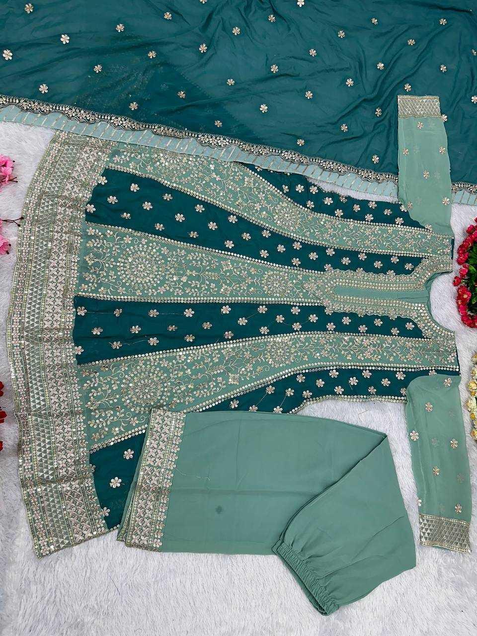 EMBROIDERED SHARARA SALWAR GEORGETTE WEDDIGN SUITS