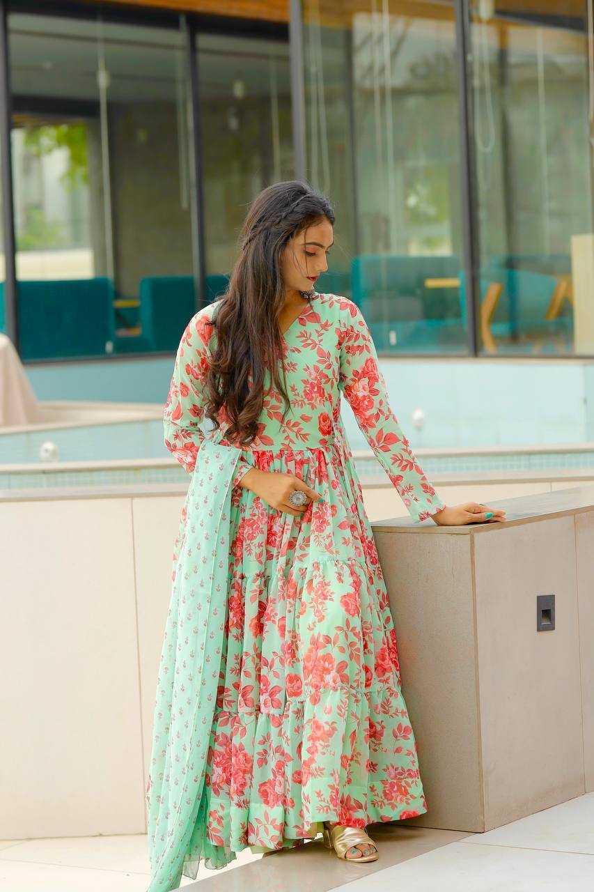 PRINTED ANARKALI LONG GEORGETTE GOWNS