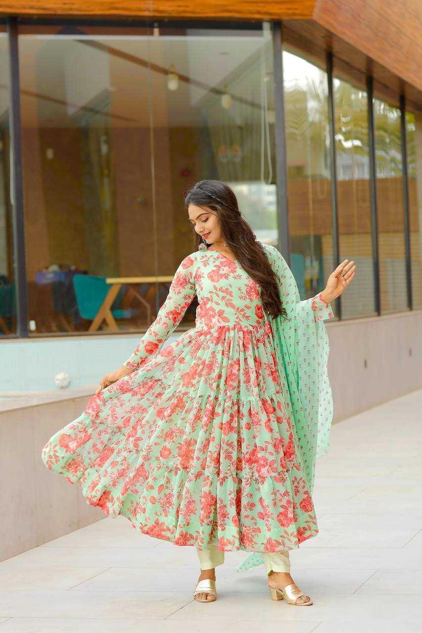 PRINTED ANARKALI LONG GEORGETTE GOWNS