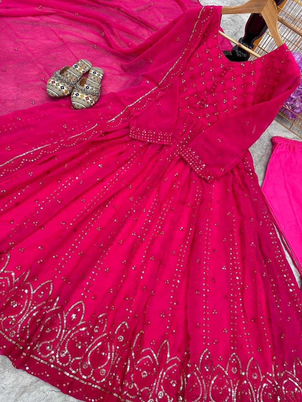 EMBROIDERED ANARKALI LONG GEORGETTE GOWNS