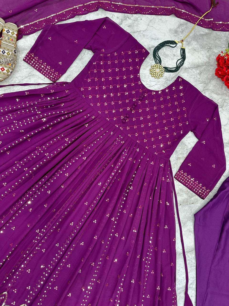 EMBROIDERED ANARKALI LONG GEORGETTE GOWNS