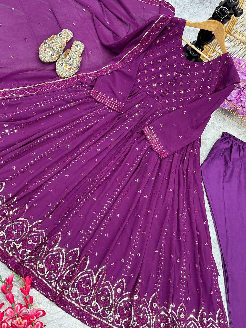 EMBROIDERED ANARKALI LONG GEORGETTE GOWNS