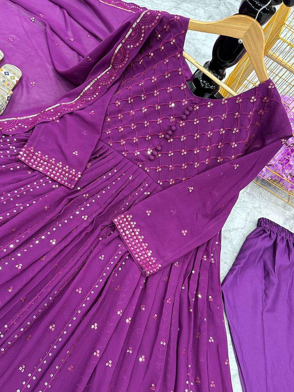 EMBROIDERED ANARKALI LONG GEORGETTE GOWNS