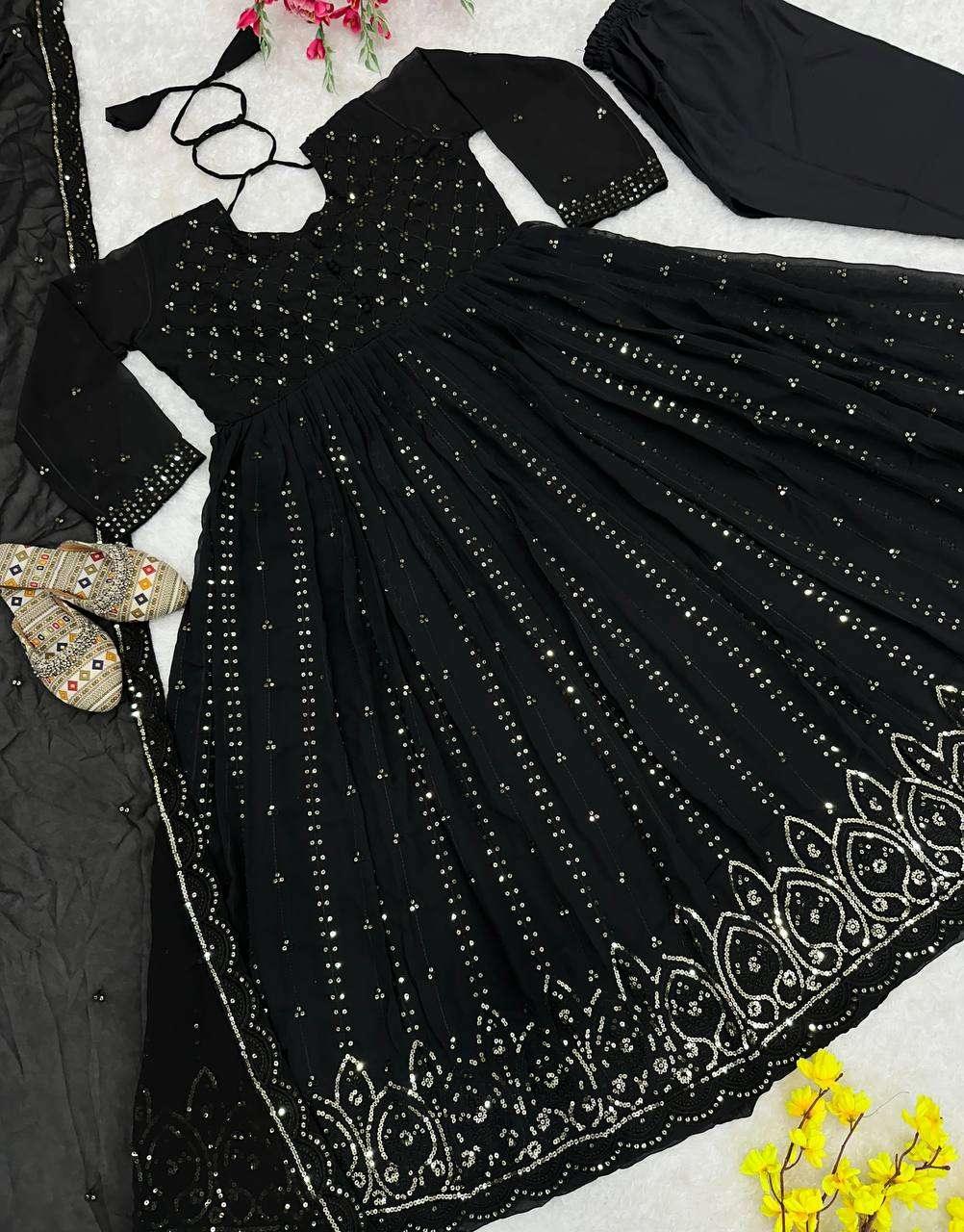 EMBROIDERED ANARKALI LONG GEORGETTE GOWNS