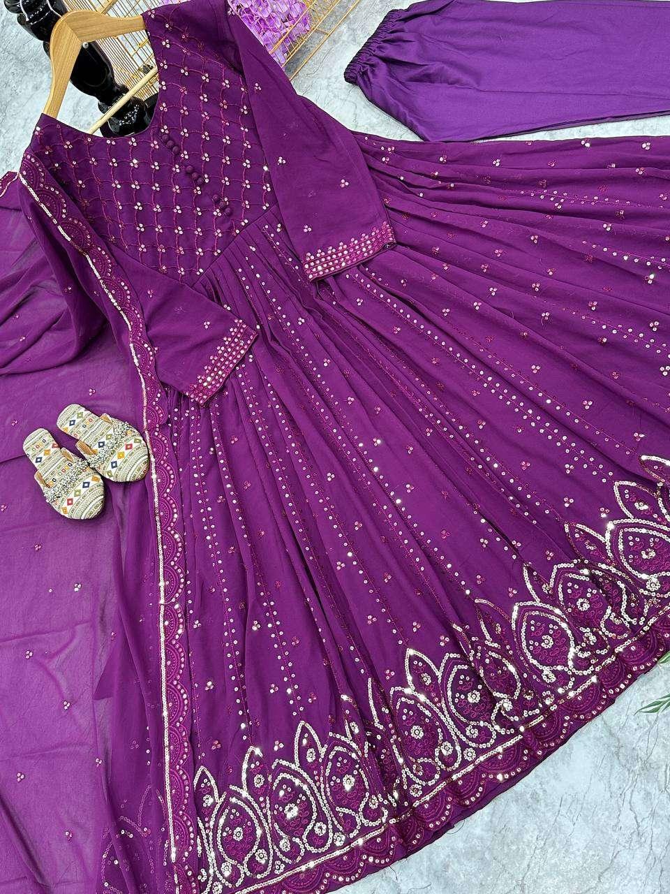 EMBROIDERED ANARKALI LONG GEORGETTE GOWNS