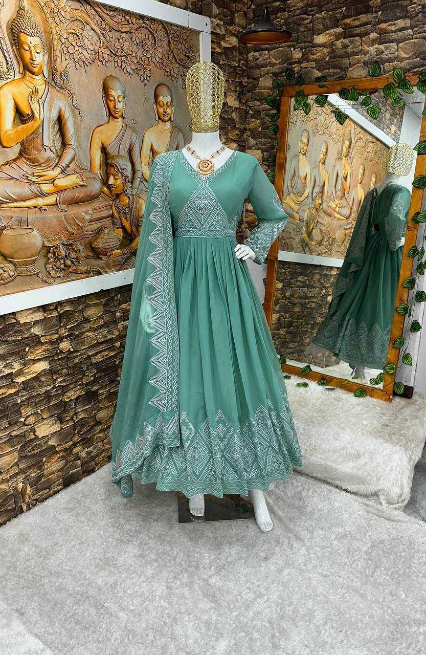 GEORGETTE EMBROIDERED ANARKALI LONG GOWNS