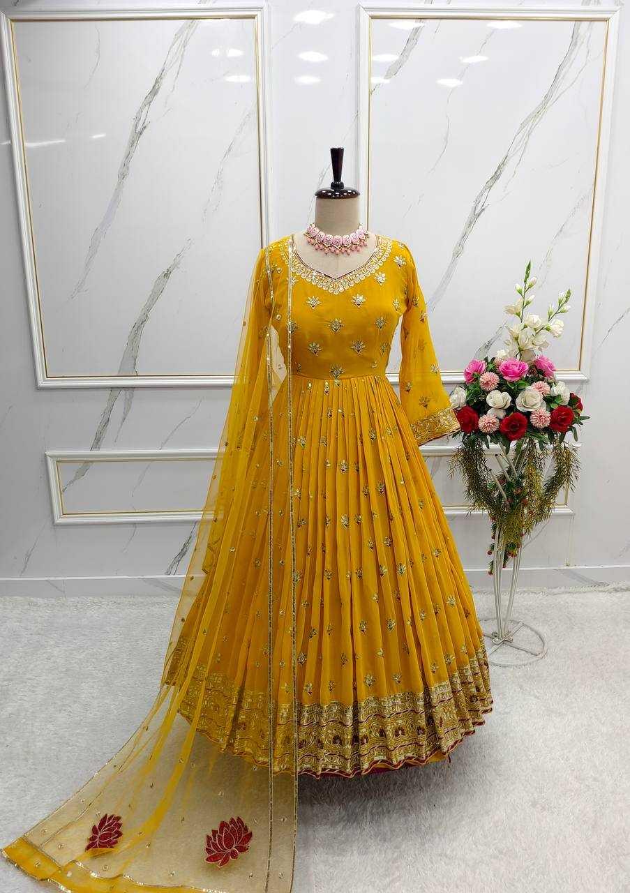 GEORGETTE EMBROIDERED ANARKALI LONG WORK GOWNS