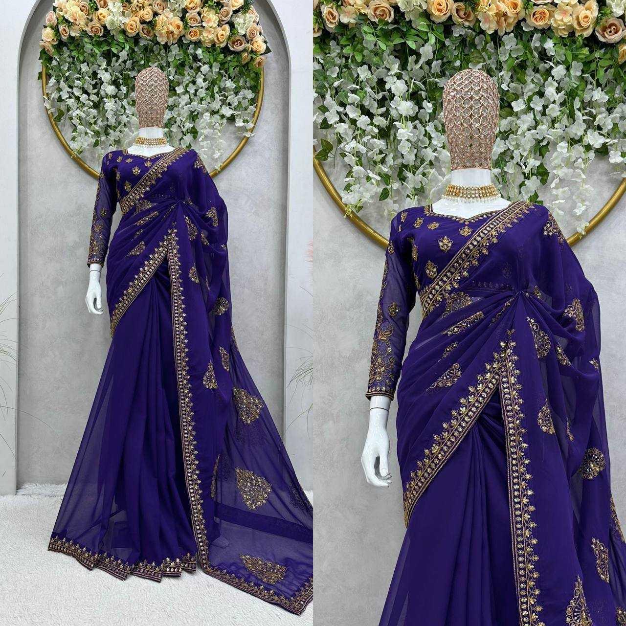 DESIGNER GEORGETTE SEQUENCE MADHURI DIXIT SAREEES WEDDING SAREES