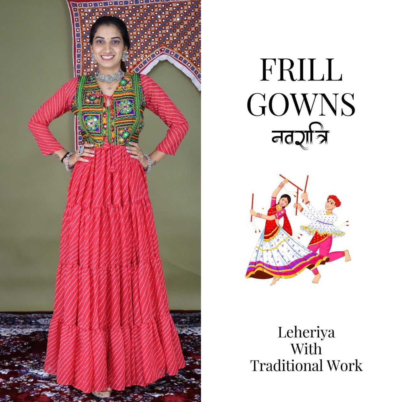 PRINTED LONG GEORGETTE NAVRATRI GOWNS