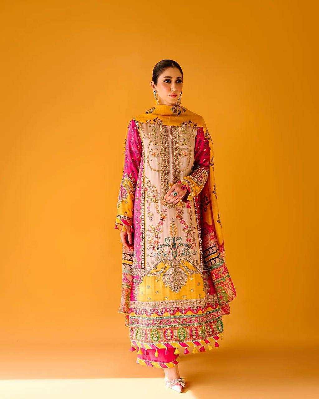 PAKISTANI PRINTED EMBROIDERY PALAZZO ZARI WORK SUITS