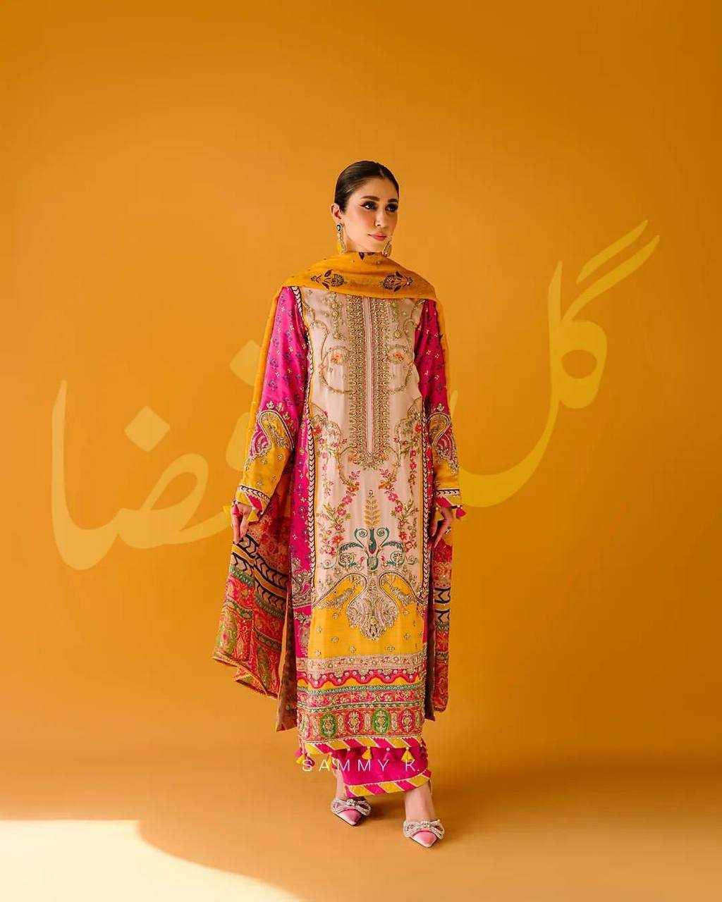 PAKISTANI PRINTED EMBROIDERY PALAZZO ZARI WORK SUITS