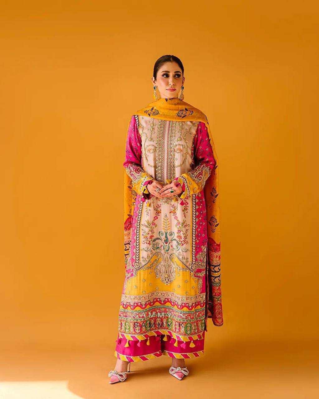 PAKISTANI PRINTED EMBROIDERY PALAZZO ZARI WORK SUITS