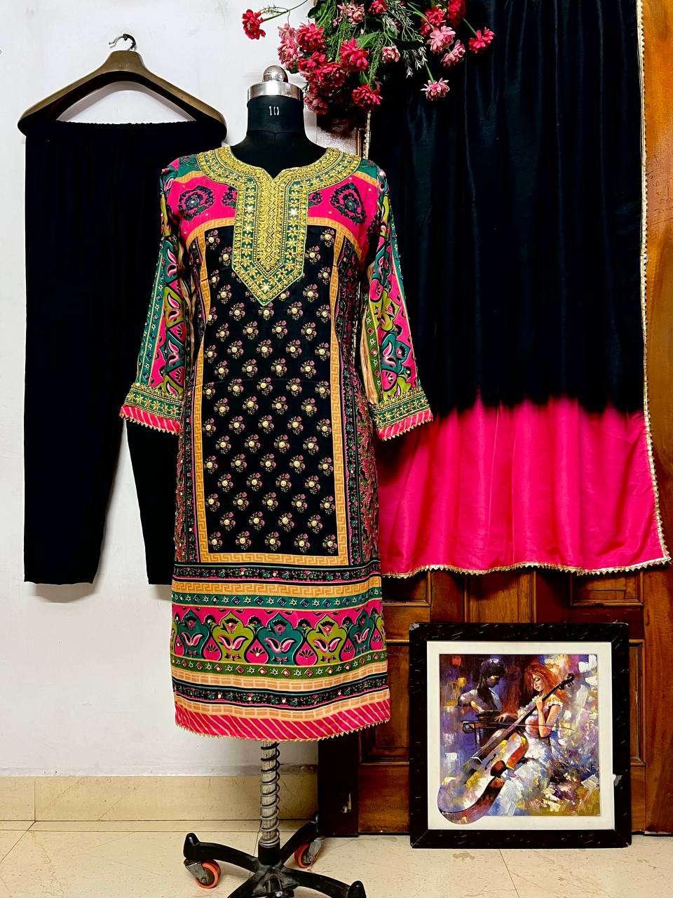 PAKISTANI PRINTED EMBROIDERY PALAZZO ZARI WORK SUITS