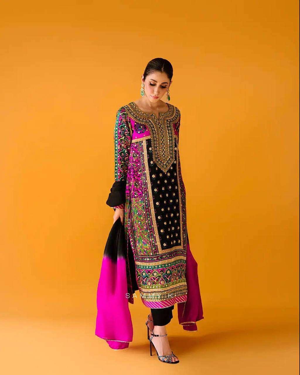 PAKISTANI PRINTED EMBROIDERY PALAZZO ZARI WORK SUITS