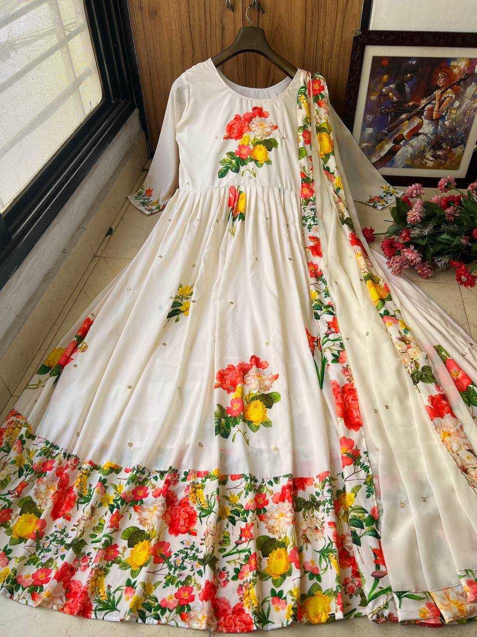 PRINTED EMBROIDERY ANARKALI LONG GOWNS