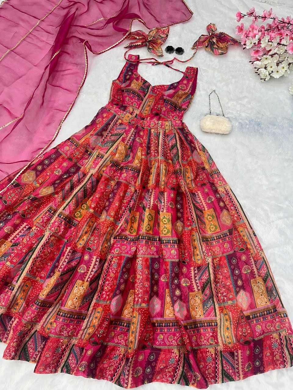 Anarkali Long Printed Party Wear Gowns – Diwali Collection