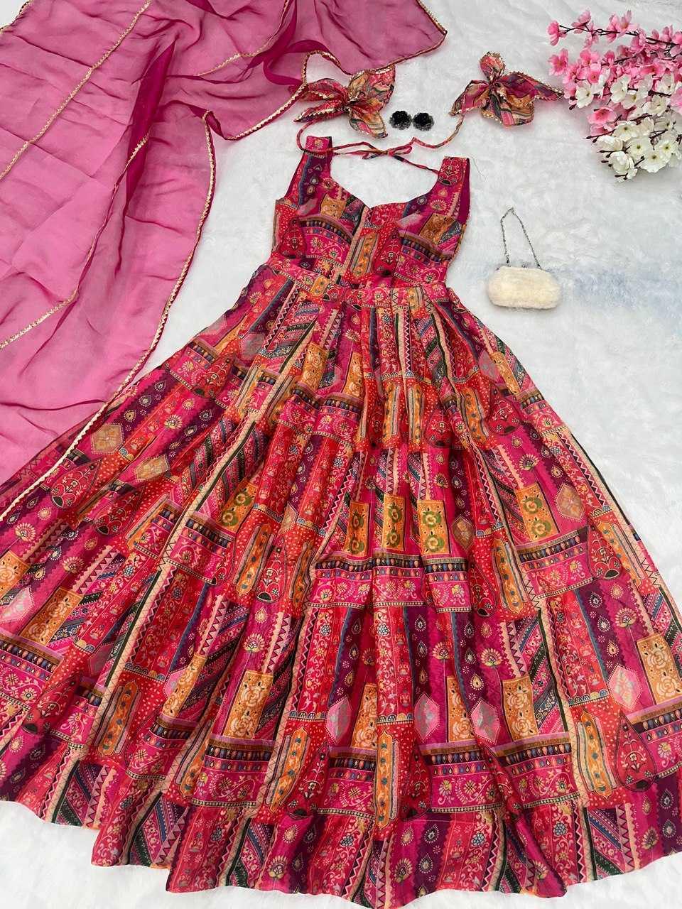 Anarkali Long Printed Party Wear Gowns – Diwali Collection