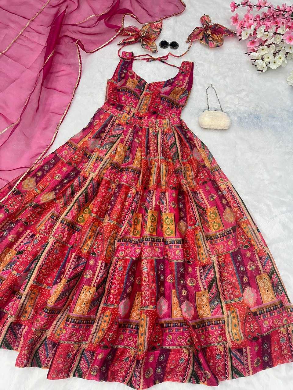 Anarkali Long Printed Party Wear Gowns – Diwali Collection