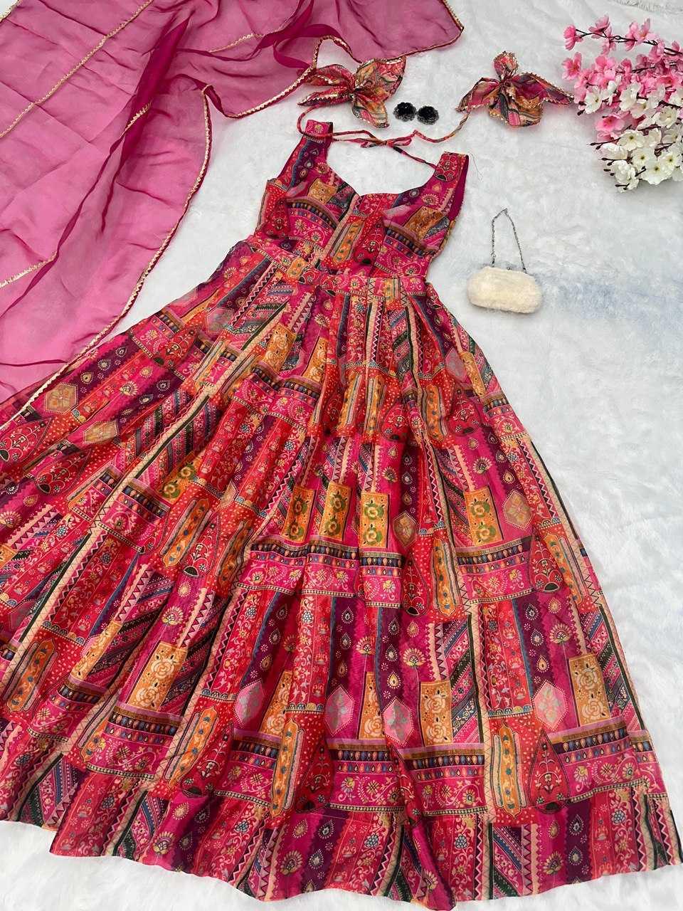 Anarkali Long Printed Party Wear Gowns – Diwali Collection