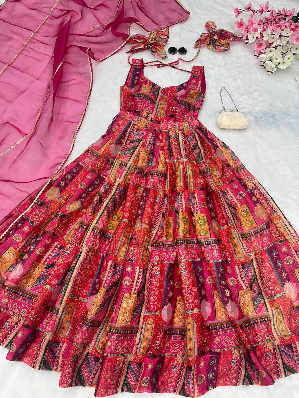 Anarkali Long Printed Party Wear Gowns – Diwali Collection