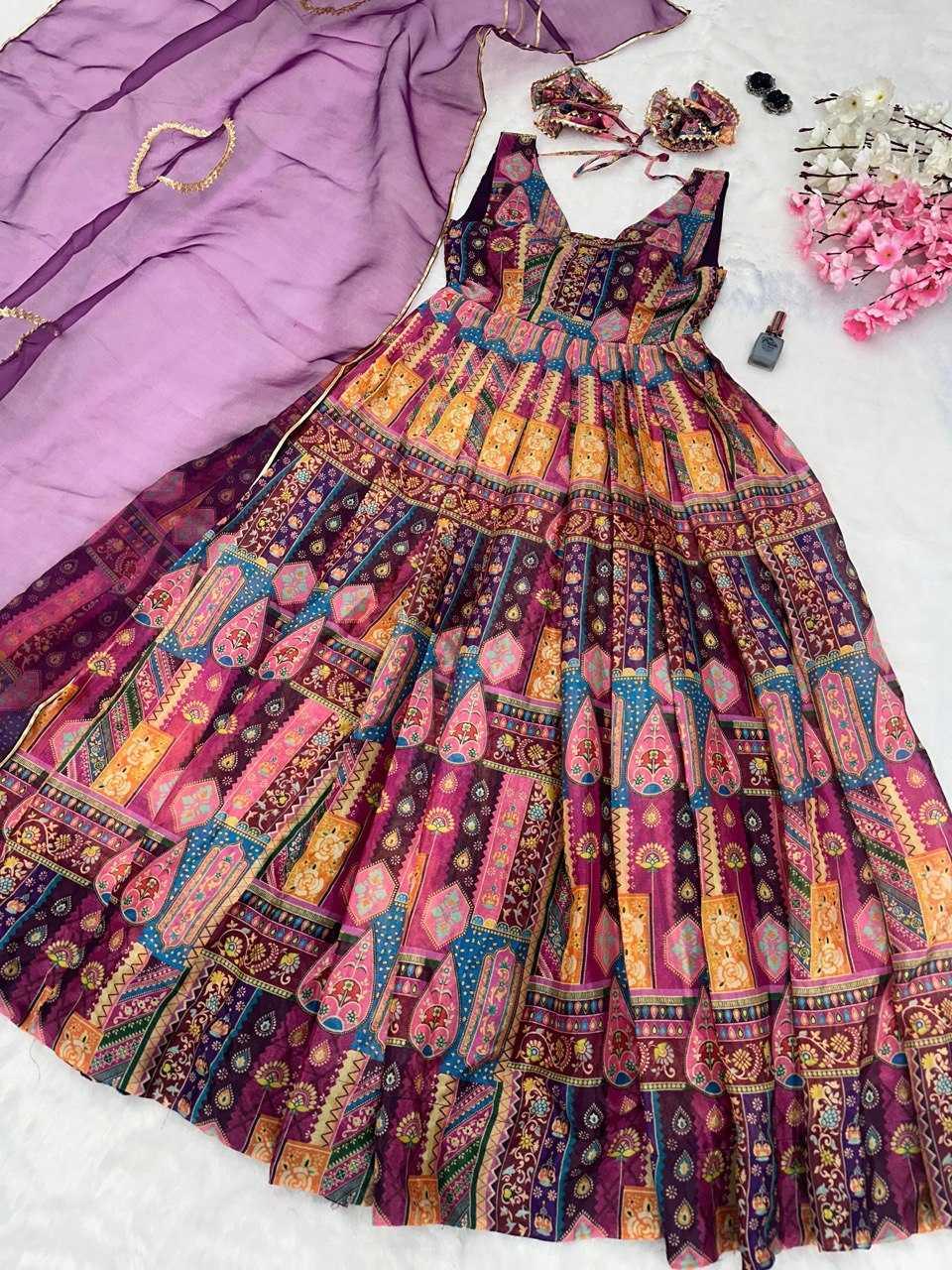 PRINTED FANCY ANARKALI PARTY LONG DIWALI COLLECTIONS GOWNS