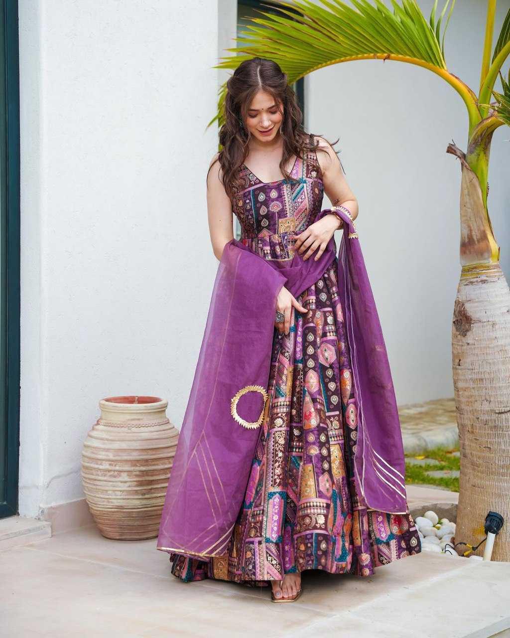 PRINTED FANCY ANARKALI PARTY LONG DIWALI COLLECTIONS GOWNS