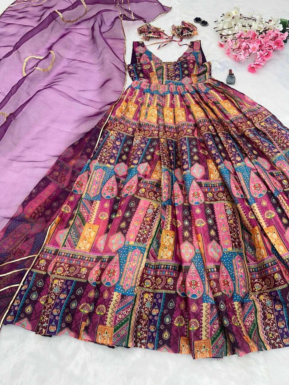 PRINTED FANCY ANARKALI PARTY LONG DIWALI COLLECTIONS GOWNS