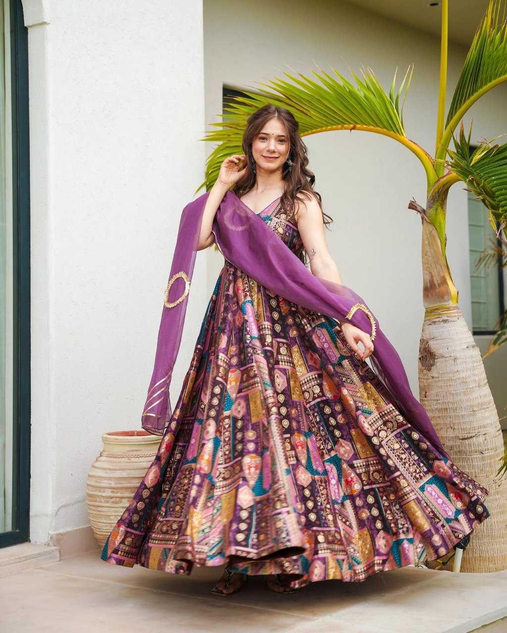 PRINTED FANCY ANARKALI PARTY LONG DIWALI COLLECTIONS GOWNS